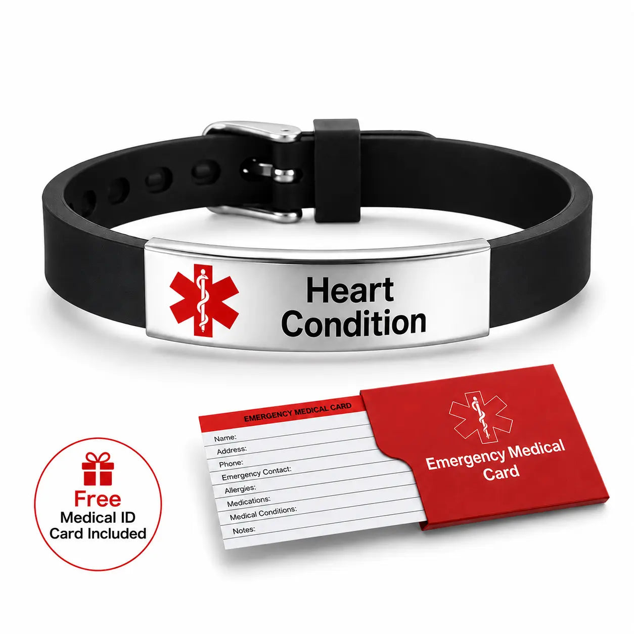 LifeTrove Medical ID Bracelet: Stainless Steel, Adjustable + Free Emergency Card