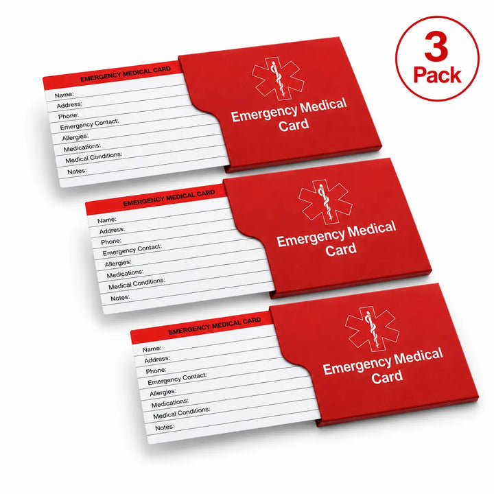 LifeTrove Emergency Medical ID Card: 3-Pack Fold-Out Cards + Sleeves